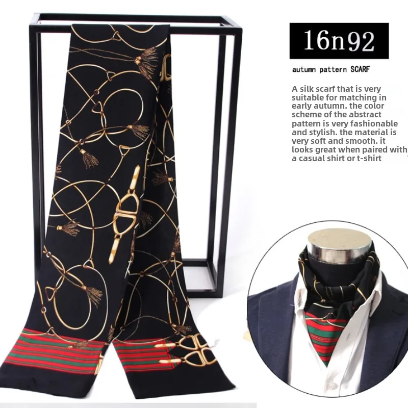 Business Scarf Imitated Silk Men's Long Double-sided Autumn Winter