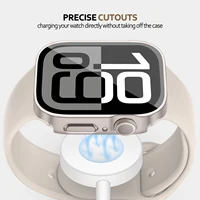 Boîtier étanche pour Apple Watch 10, verre de protection d'écran à bord droit + couvercle, accessoires iWatch série 10, 42mm, 46mm 4