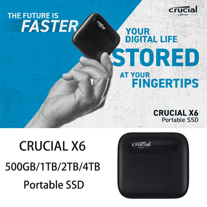 Crucial x6 500gb/1t/2t/4tポータブルssd最大540メガバイト/秒-usb 3.2 