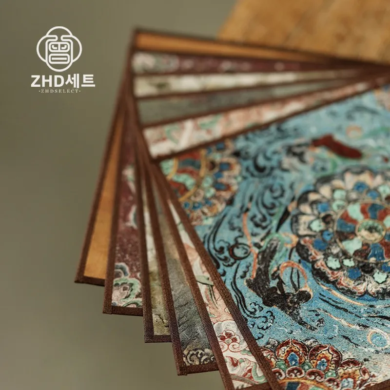 Zeng Hua De Dunhuang Dry Pounding Tea Ceremony 실크 스카프 얇은 스타일 티 매트 중국 선(禪) 차 문화 꽃무늬 수제