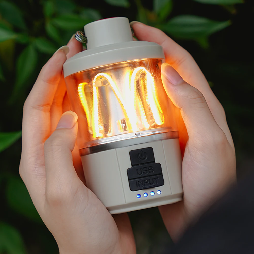 LED 분위기 캠핑 조명, 캠핑 랜턴, 4 가지 밝기 조절 조명 모드, 캠핑 하이킹 비상 전원 디스플레이, 1800Mah 배터리