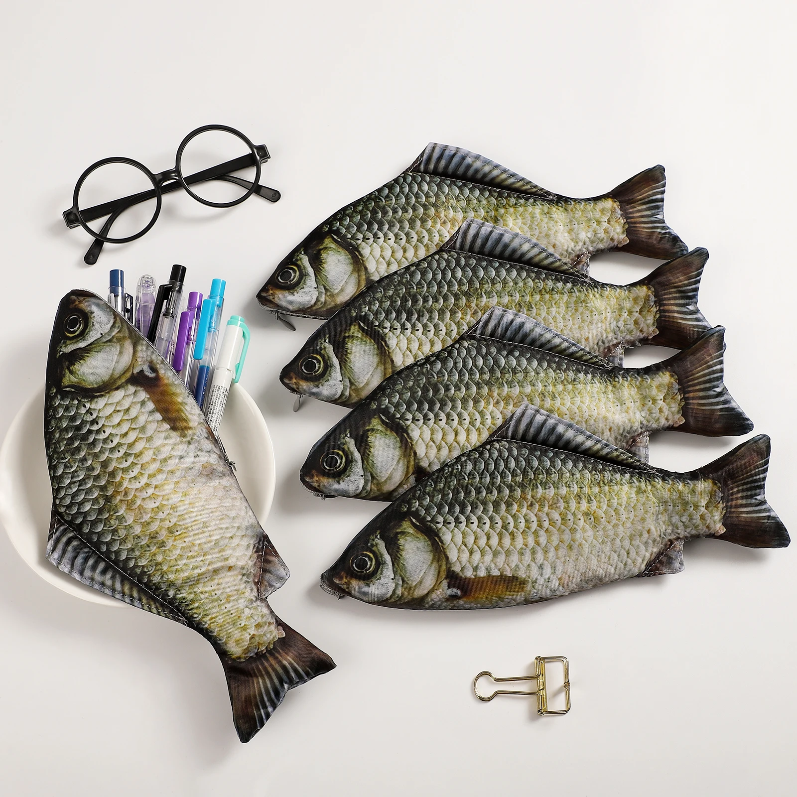 

Creative Simulated Salted Fish Pencil Case Large Capacity Pencils Pouch Bag Funny School Pencil Cases Stationery Supplies
