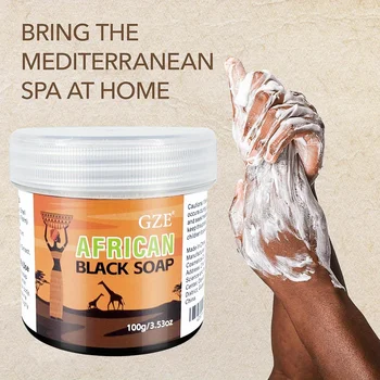 GZE African Black Soap 3-in-1 Face, Hair, and Body Cleanser - Deeply Cleanses and Moisturizes Skin and Hair, Natural Ingredients 3