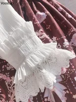 Japanese Sweet Lolita Blouses Women Vintage Victorian Elegant Lace Ruffles Turn Down Collar Loose Shirt Tops Female Clothing 5
