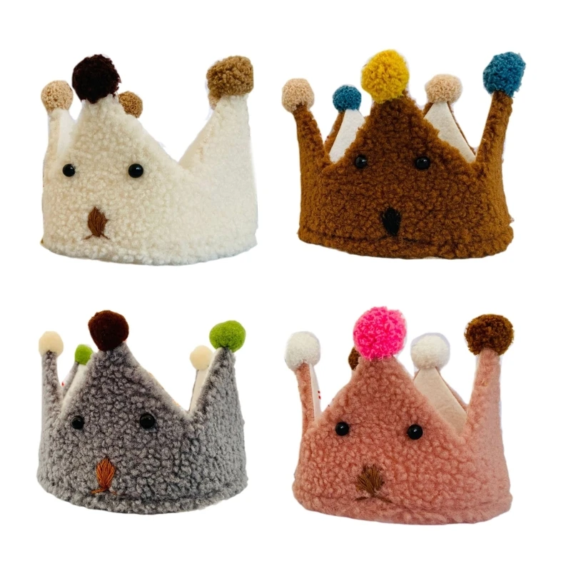 

Lovely Bear Crown Hat Adjustable Newborn Hat Cashmere Crown for Baby Showers Decorations Perfect for Newborns & Toddlers