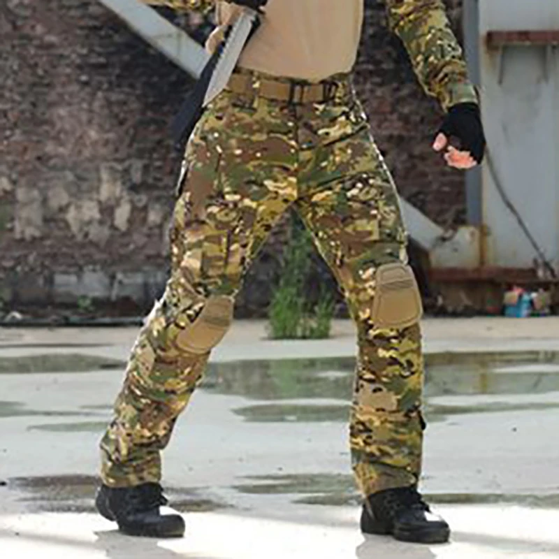 Uniforme militar: pantalones de carga de traje táctico, rodilleras