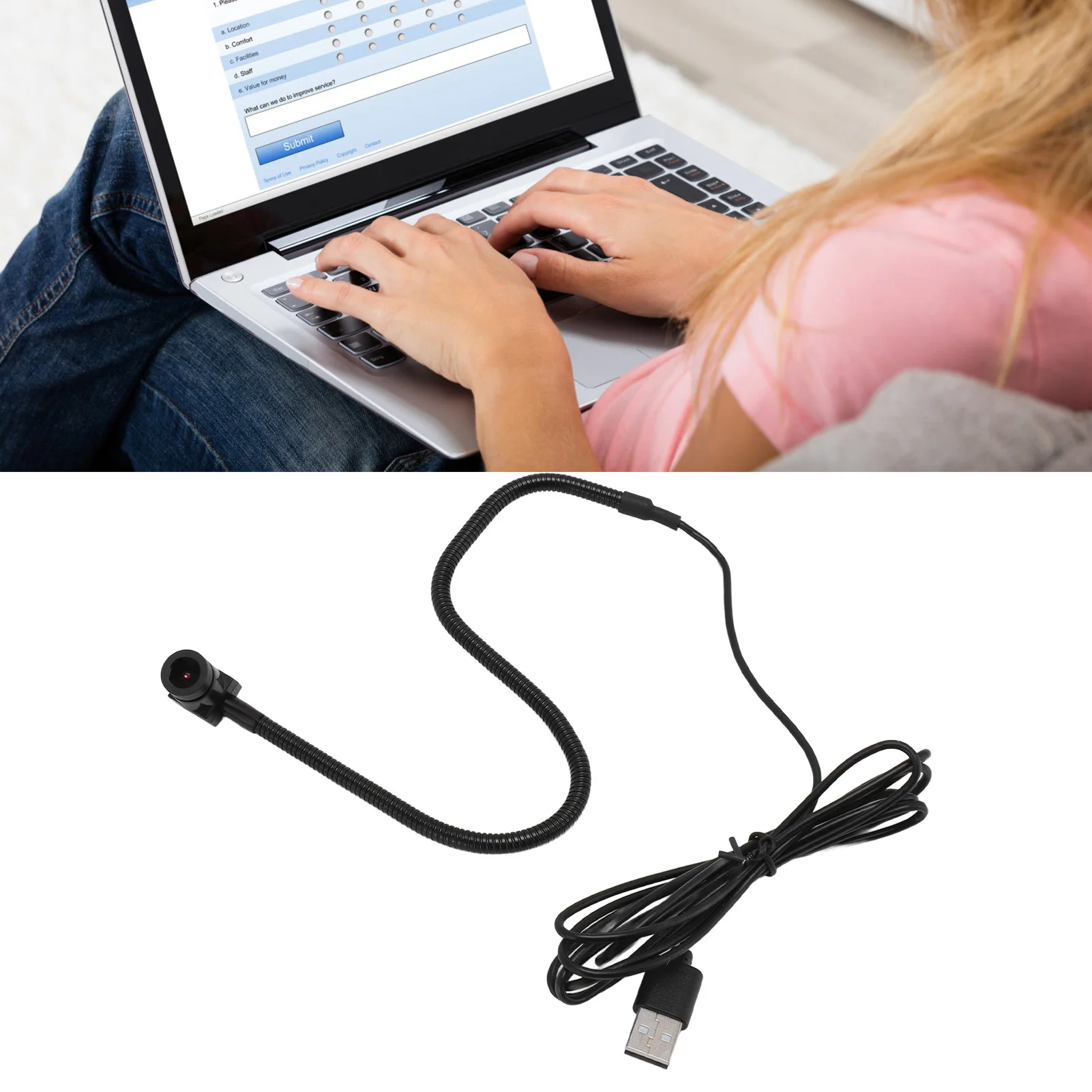 Middle Screen Webcam FHD 1080P USB Plug Center Webcam Built in Microphone Plug and Play 2MP Clear Sound for Video Conferencing