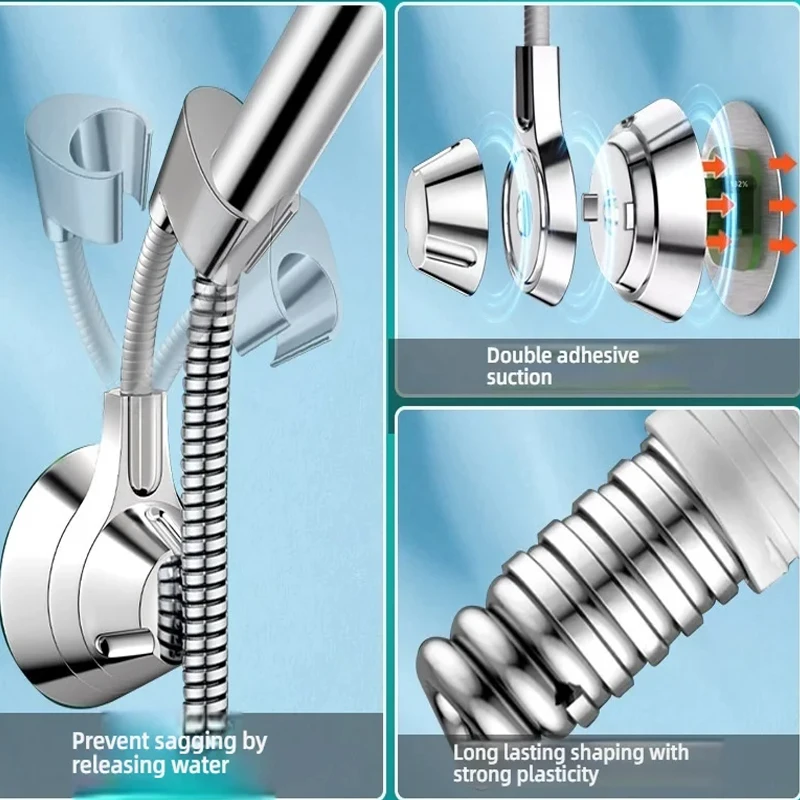 Shower Holder Adjustable Shower Head Holder Nozzle Handheld Holder Punch-Free Multi Angle Rotation Shower Bracket