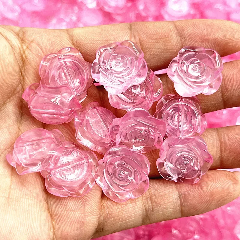 New 15pcs 20mm Colour Rose Flower Acrylic Loose Spacer Beads for