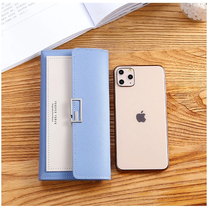 2024 New Women's Wallet Fashionable High end Handheld Bag Long Three fold Wallet Buckle Multi Card Zero Wallet