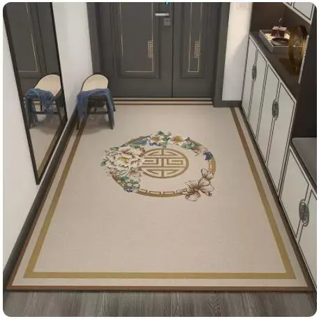 

Chinese Style Flower Carpet, Rectangular Door, Non-Slip Decorative Floor Mat