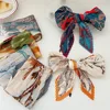 70cm Small Shawl Wraps Fashion Vintage Pleated Silk Neck Scarf Crinkle Square Silky Neck Scarves Peony Flower Print Hair Scarf 3