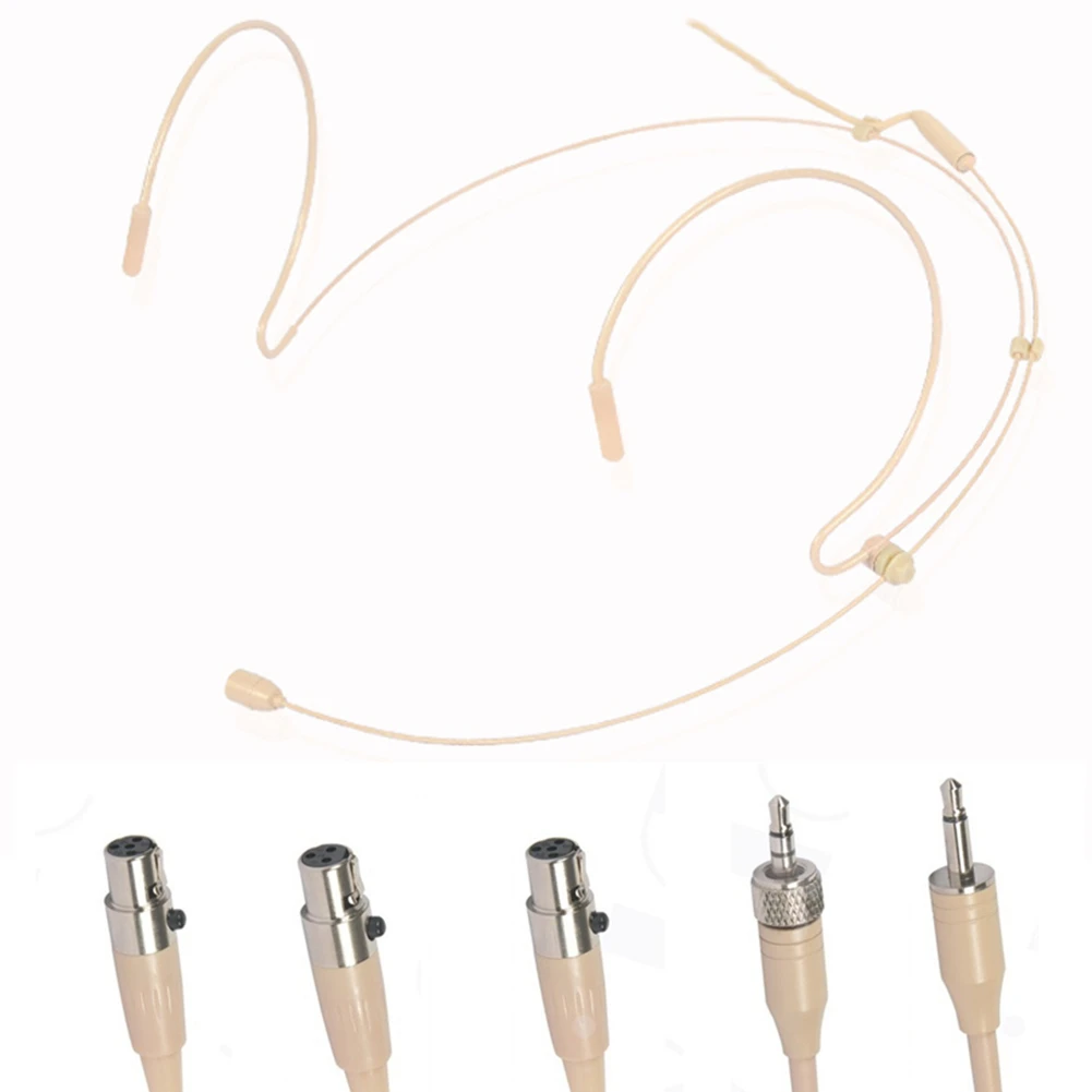 

Beige Double Earhook Headset Mic Headworn Microphone 3.5mm 3 Pin For AKG 4 Pin XLR Plug FOR Omnidirectional Microphone