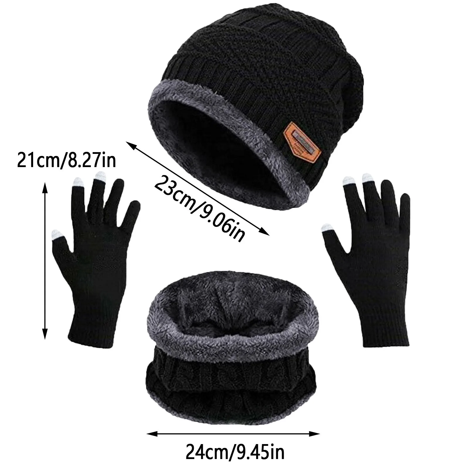 Winter Men Knitted Hat Scarf And Gloves Winter Solid Warm Knitted Set Warm Gifts For Male
