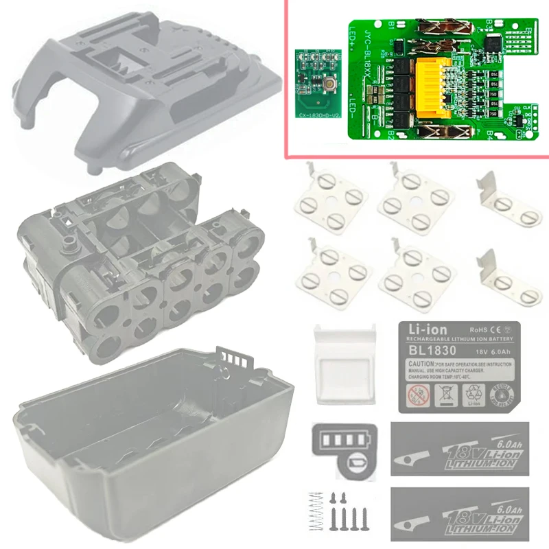 마키타 18V 리튬이온 배터리 케이스 BL1830 BMS PCBA 밸런스 충전 보호 회로 기판 전력 디스플레이 키 BL1860