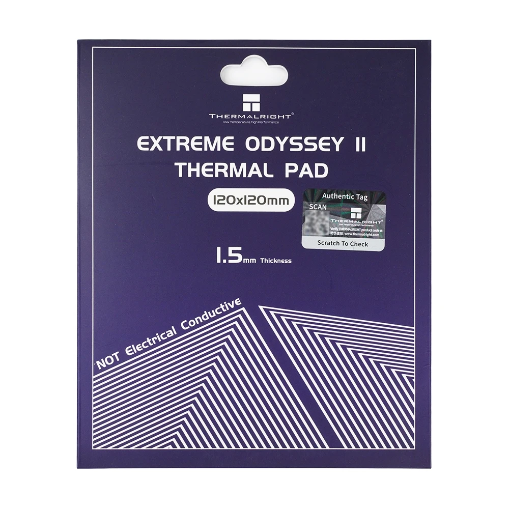 Thermalright EXTREME ODYSSEY II Almofada Térmica, Chip Integrado, Memória de Vídeo, Dissipação de Calor, 14.8W/mk, 120x120mm, Nova Chegada