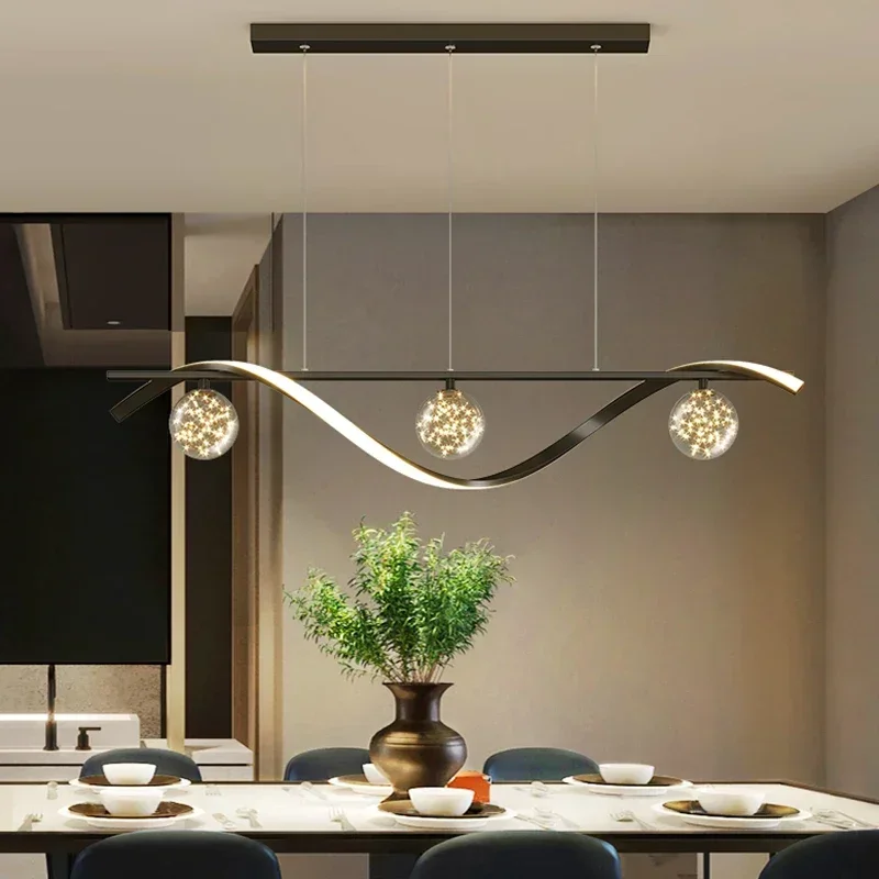 Modern Glass Ball Led Pendant Lamp for Dining Room Salon Kitchen Hogar Decor Chandeliers Indoor Lighting Fixture