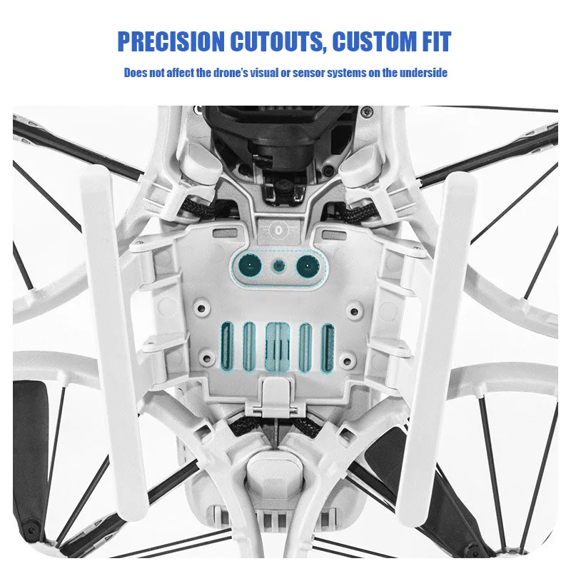 Détail des patins d'atterrissage extensibles pour DJI FLIP, avec leur mécanisme de verrouillage pour une protection et stabilité accrues.