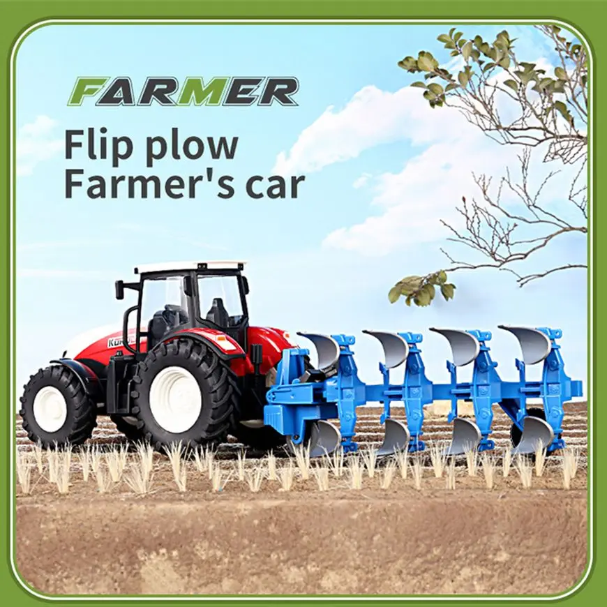 1/24 Rc Car Tractor Trailer Led Headlight Farm Toys Set Remote Control Agricultural Vehicle Truck Farming Simulator Gift for Kid