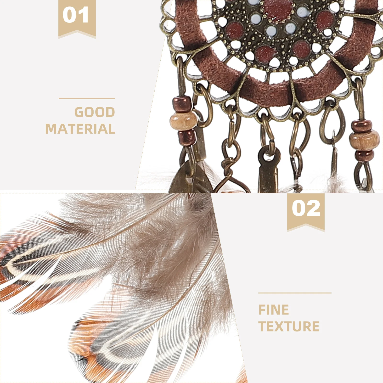 Feathered Tassel Earrings Boho Earrings Dangle Earrings Dream Catcher Earrings Native Jewelry Sets Fashion Jewelry Travel 3