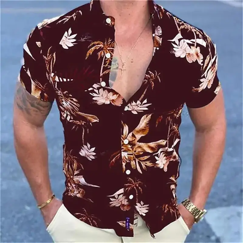 Hawaiian Shirt For Men 2024 3d Print Short Sleeve Blouse Beach Holiday Tops Summer Oversized Lapel Clothing Camisa Masculina 5