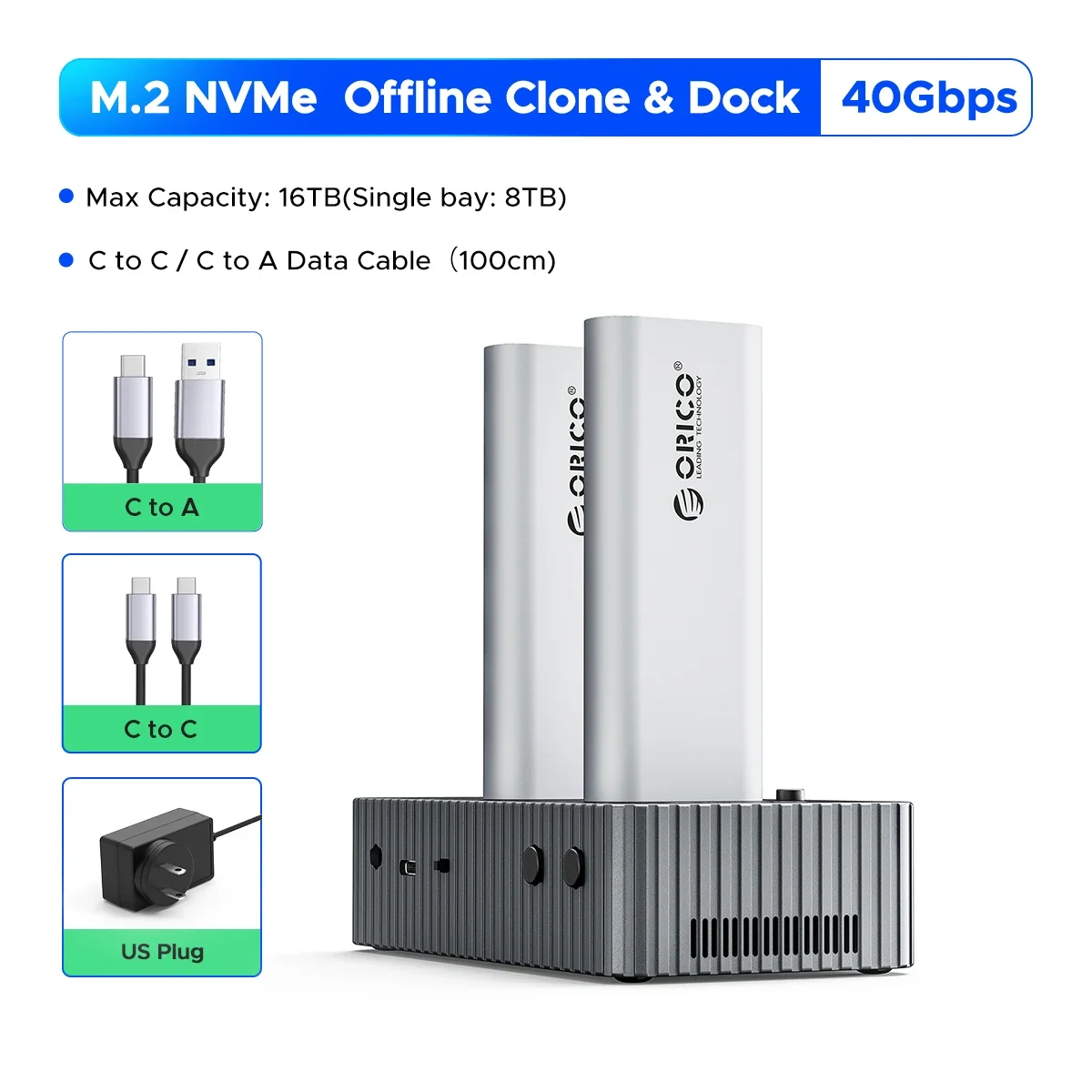 Boîtier SSD NVMe Externe ORICO All-Flash 40Gbps - 4 Baies M.2, Jusqu'à 32 To - Pour Montage Vidéo 4K/8K - 10