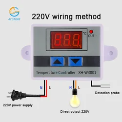 W3001 LED Digital Control Temperature Microcomputer Thermostat Switch Thermometer New Thermoregulator DC 12V 24V AC 110V 220V