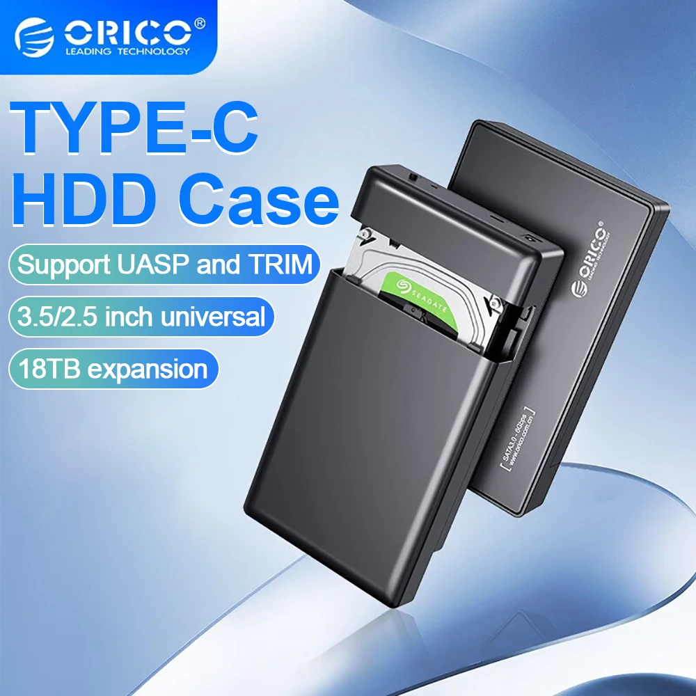 Orico-caixa de Disco Rígido Móvel Porta Serial tipo c Sata Ssd Mecânico Externo Estado Sólido Notebook e Desktop 2.5 in 3.5 in