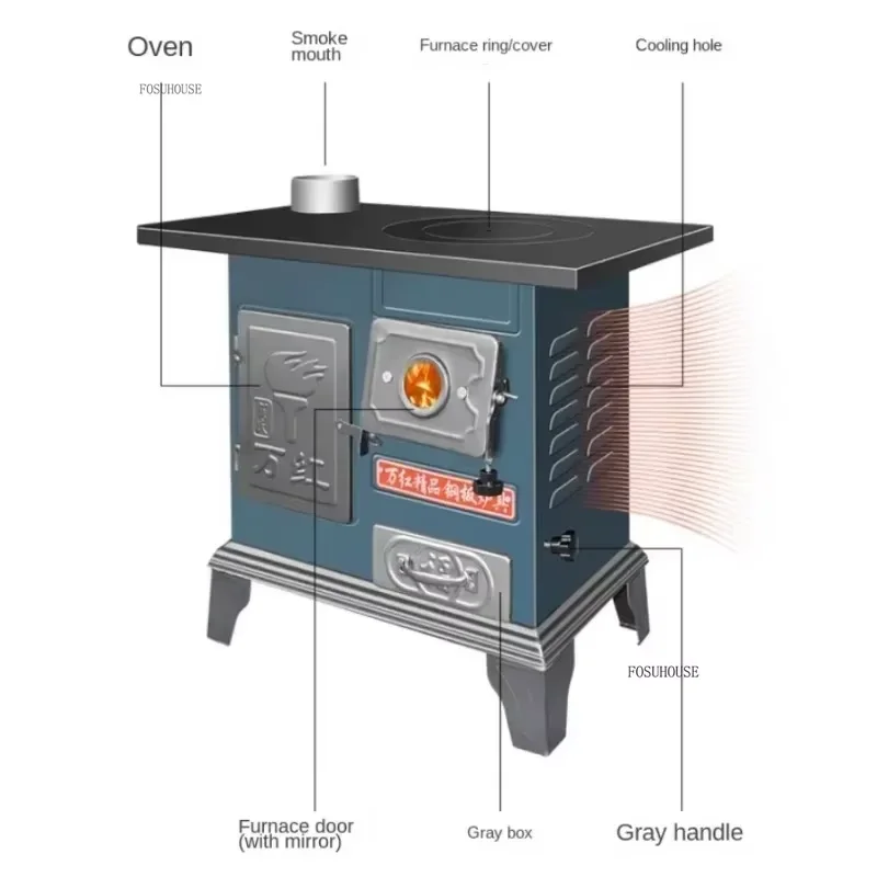 Outdoor Fire Pits Oven Home Indoor Firewood and Coal Dual-use Wood-burning Stove for Heating Thickened Rural Firewood Stove ZZ