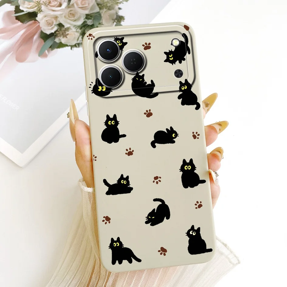 Cute Cartoon Cat Painted Soft Silicone Phone Case Cover