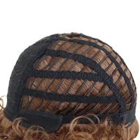 Short Curly Wigs for Men Synthetic Hair Natural Wigs Brown Color Fluffy Haircuts Thick Bob Wig Colly Afro Wig with Bangs Male 6