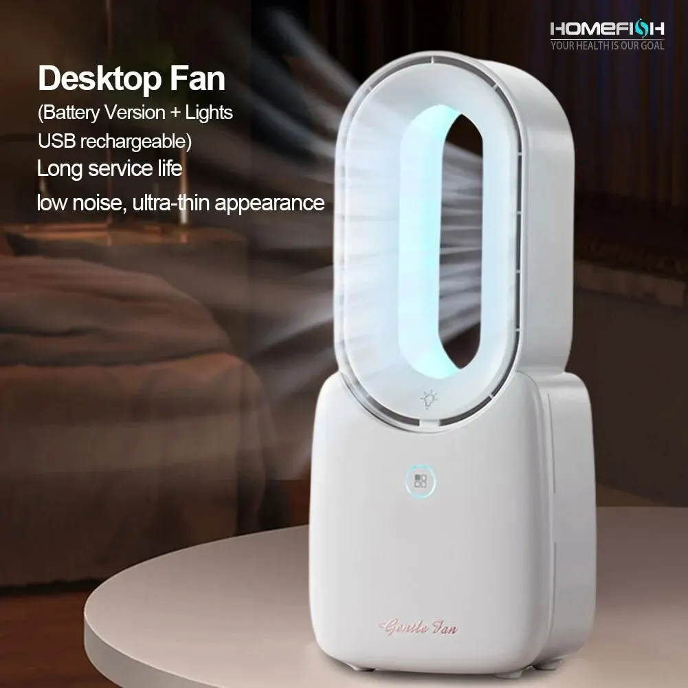 HOMEFISH Table Fan 4-speed USB Rechargeable In Air Bedroom Office