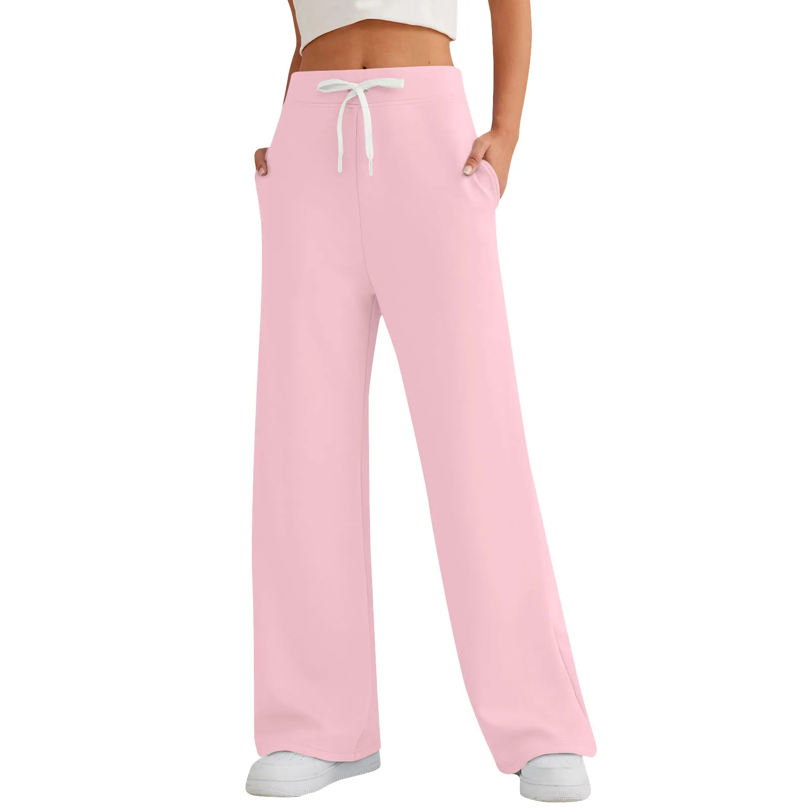 

Women'S Sports Fitness Pants Casual Loose High Waist Pants Drawstring Jogging Pants Women'S Straight Leg Wide Leg Pants