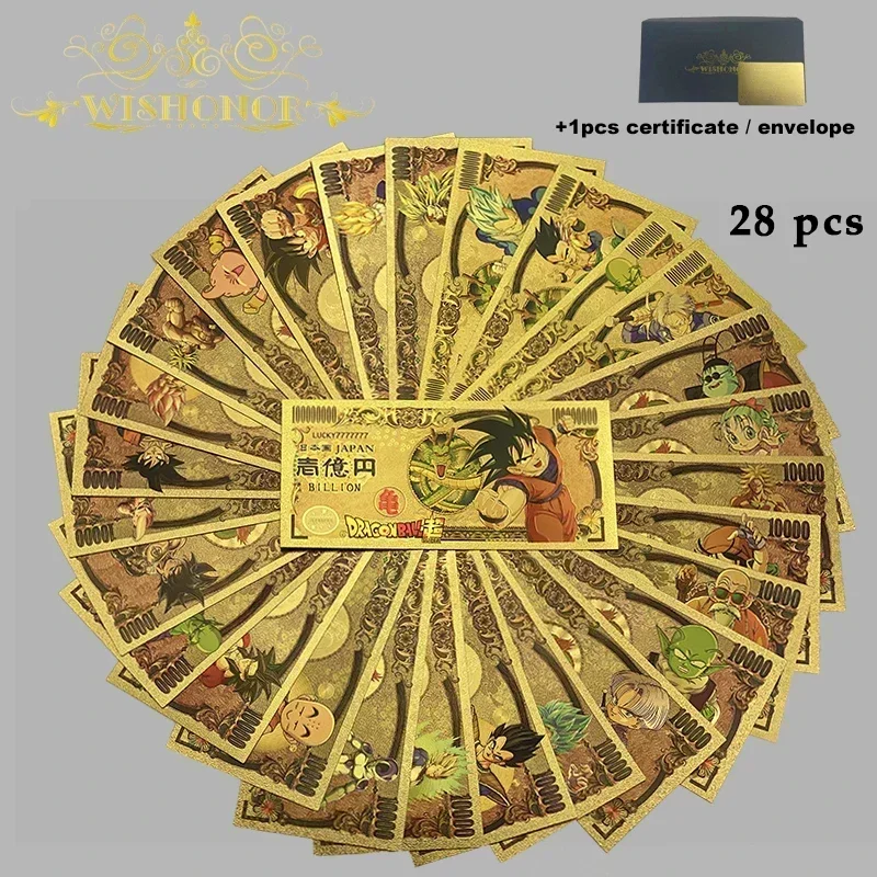 Anime Banknotes All Styles Japan Anime Banknote Sets Anime Plastic Card in 24k Gold Plated for Collection anime banknotes gold plated banknote commemorative banknotes collectible card