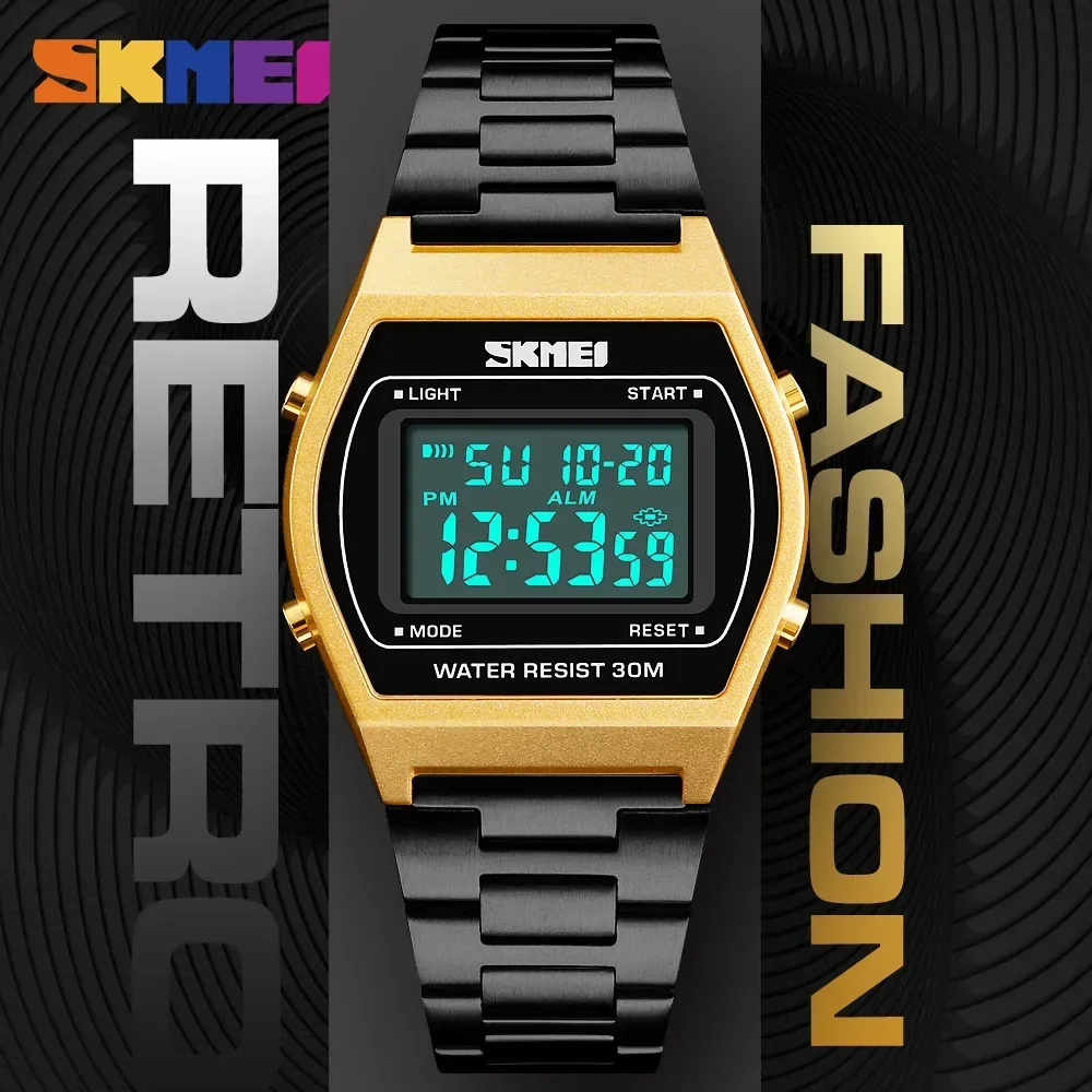 SKMEI 1328 Outdoor Sport Luxury Digital Wristwatch Alloy Strap Business Watches 12/24 hours Relogio Masculino Men Fashion Watch 3