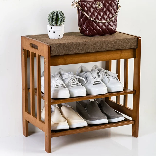 Sitable Bench Shoe Slipper Storage Rack Organiser Wooden Shelf