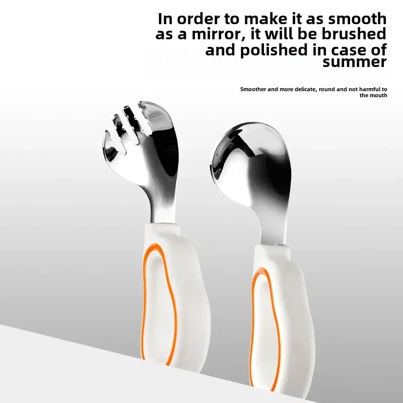 Silicone Feeding Spoon Silicone Cutlery Set Fork Spoon Set Baby Cutlery Baby Eating Training Soft Silicone Spoon Fork Cutlery Toddler Baby Feeding Utensils Cutlery Children Tableware Kids Fork Sets