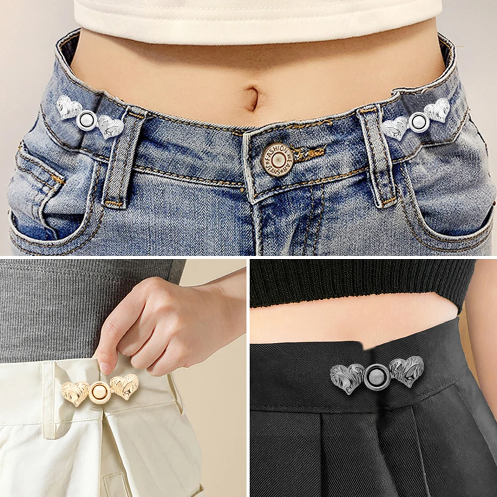 2pcsTightenWaistButtonfrSkirtPantsJeansAdjustableWaistClip