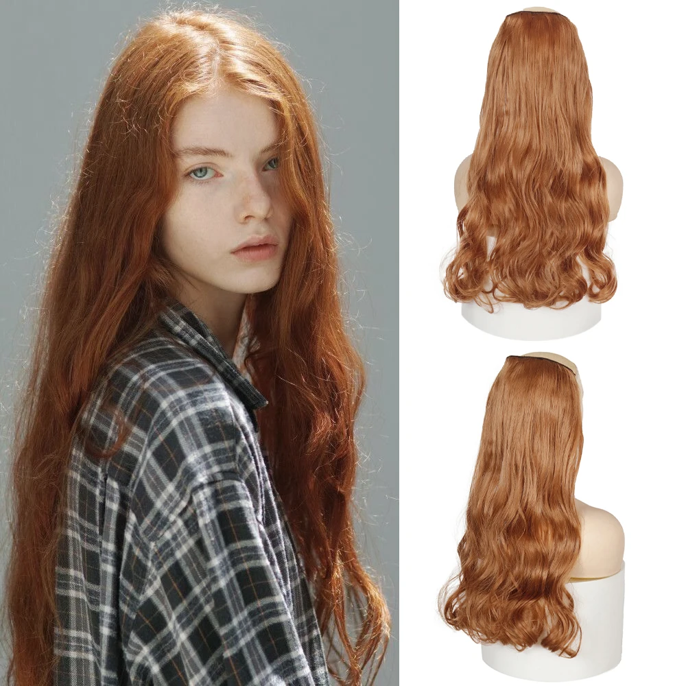 Synthetic Long Wavy Hair Extensions 22 Inch One Piece 5clips Clip in Hair Extensions Suitable for Female Wig Hairpieces hair extensions