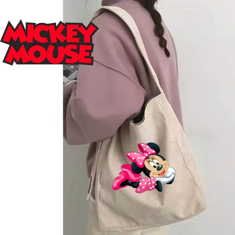 

Mickey Minnie Mouse Cute Tote Bag Cartoon Kids Shoulder Shopper Bags for Women Eco Foldable Reusable Shopping Bags Girls Handbag
