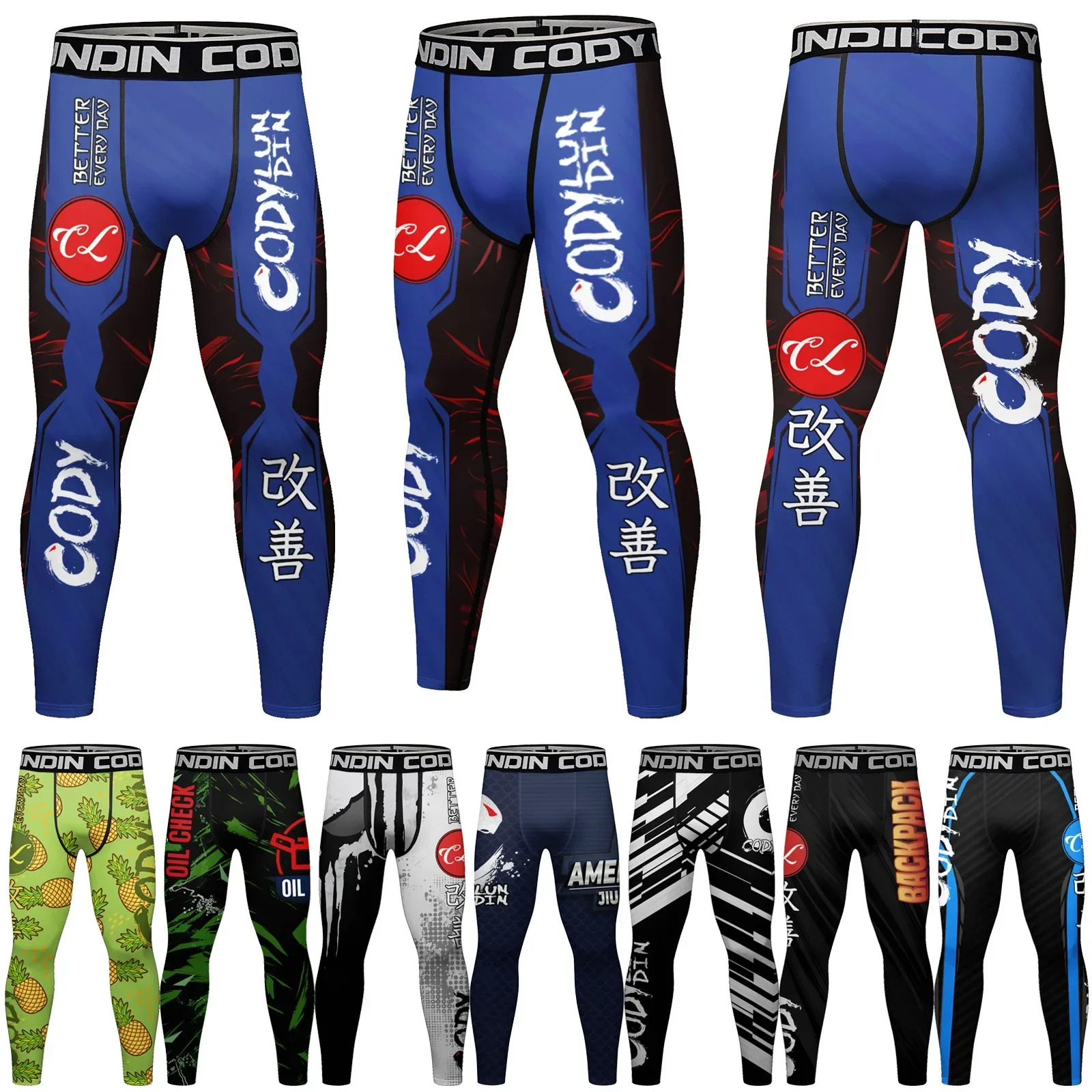 Men's Compression Basketball Leggings Sport Gym Running Tights Quick Dry Fit MMA Pants Jogging Fitness Workout Training Trousers