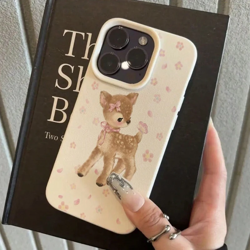Adorable Deer & Floral TPU Phone Case with Air Cushioning Protection