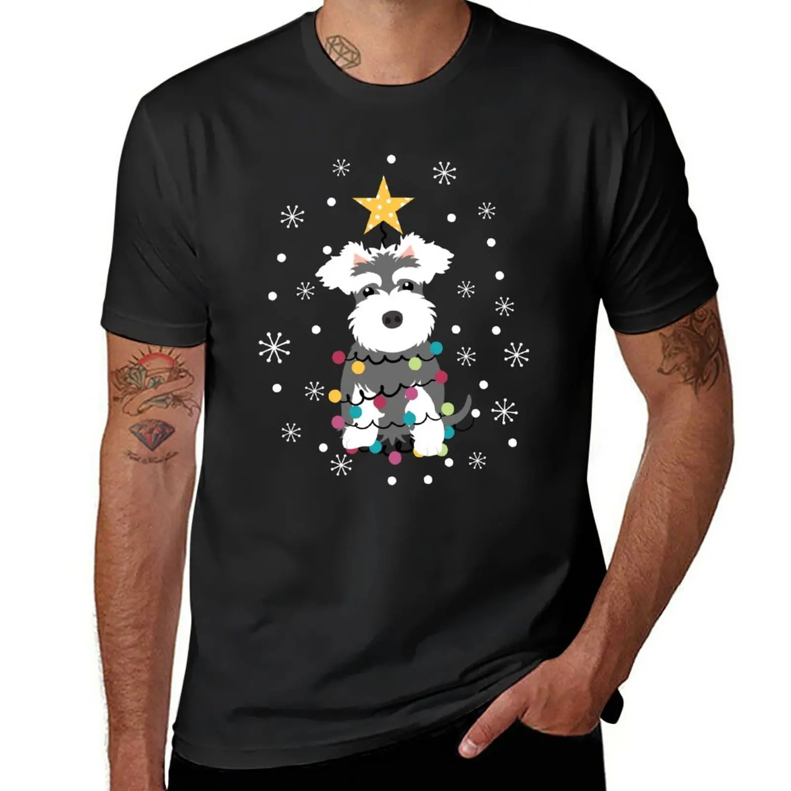 

New Salt and Pepper Miniature Schnauzer Christmas Tree T-Shirt oversized t shirts plus size tops mens t shirt graphic