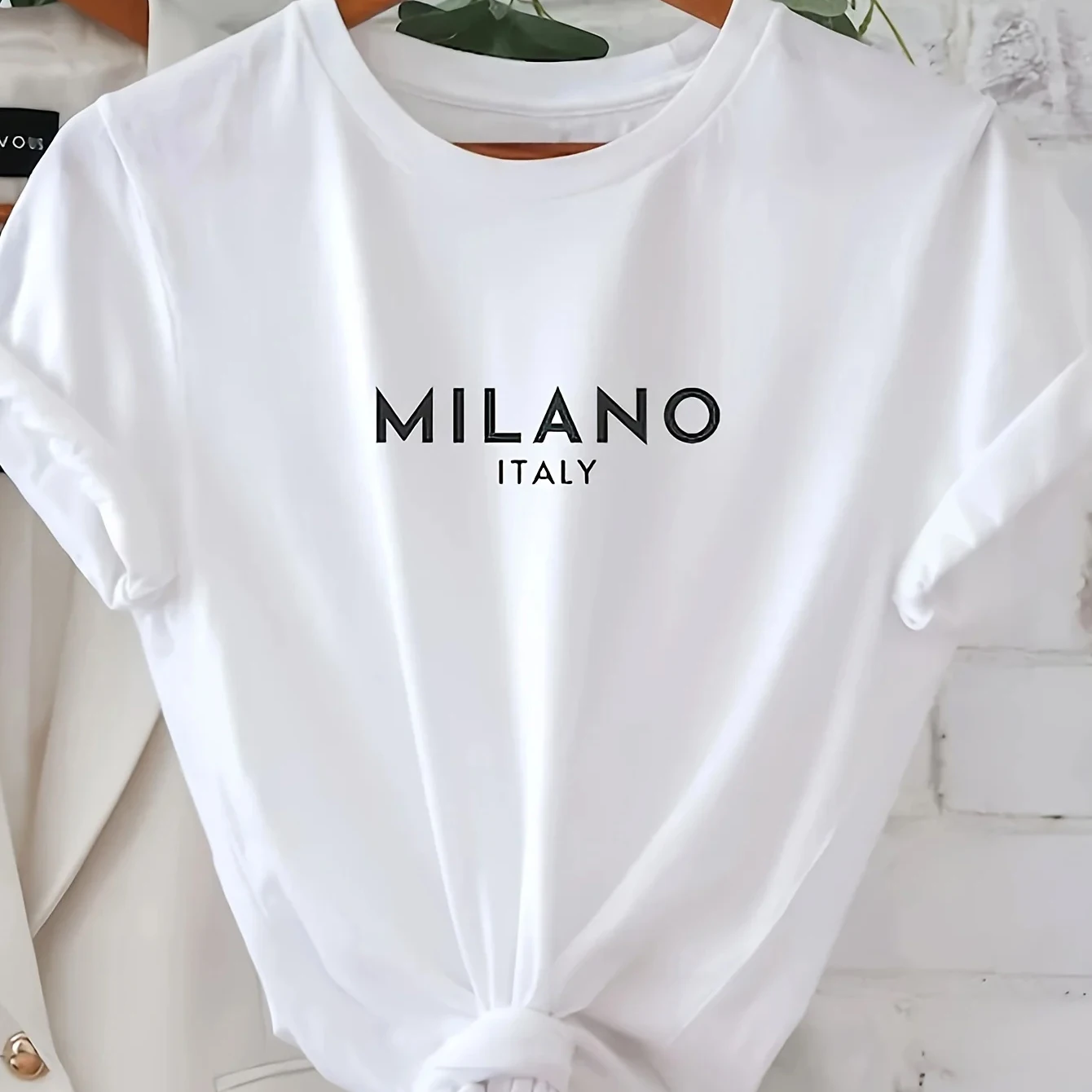 Letter Print Crew Neck T-Shirt, Casual Short Sleeve T-Shirt For Spring & Summer, Women’s Clothing , Valentine’s Day Best Sellers In Women's Clothing