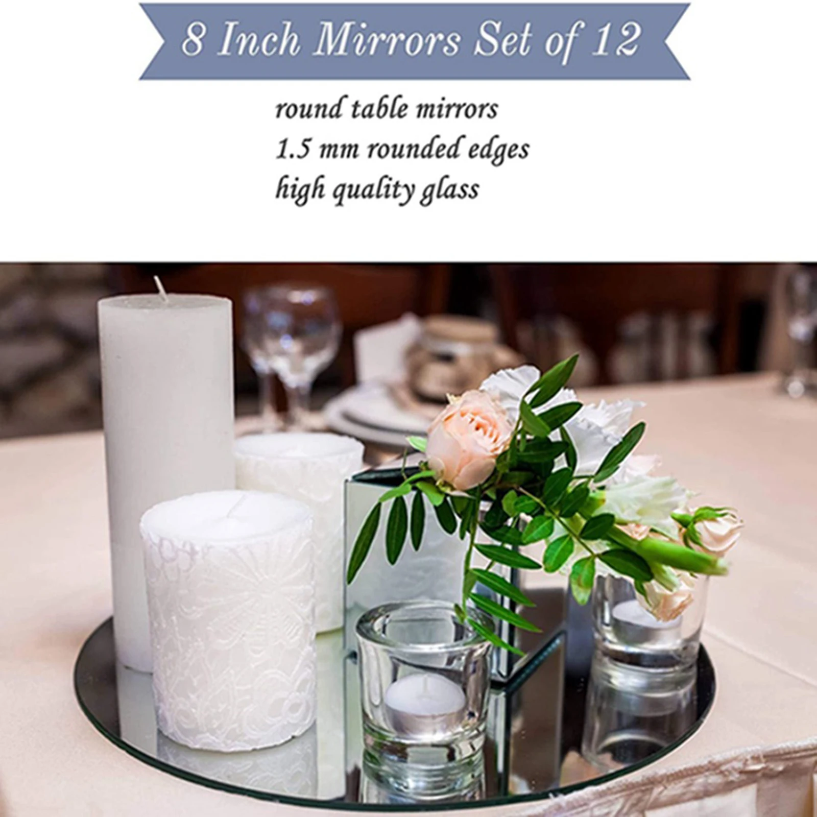 Decorative Mirrored Makeup Tray Perfume Display Holder Cake Stand Party Decorative Vanity Tray 8 Inch 3pcs
