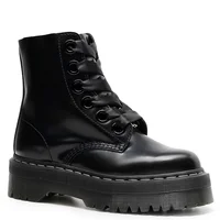 Bottes à plateforme en cuir véritable pour femmes, grande taille 35-45, bottines noires, chaussures Punk, bottes de moto à semelle épaisse 1