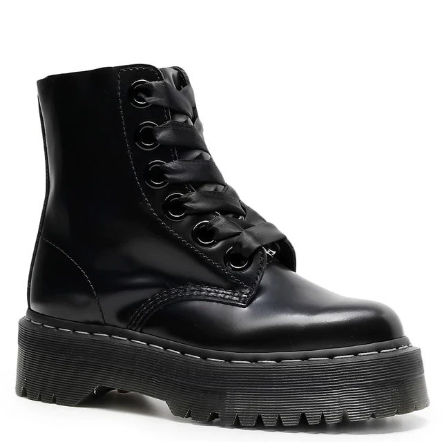 Bottes à plateforme en cuir véritable pour femmes, grande taille 35-45, bottines noires, chaussures Punk, bottes de moto à semelle épaisse 1