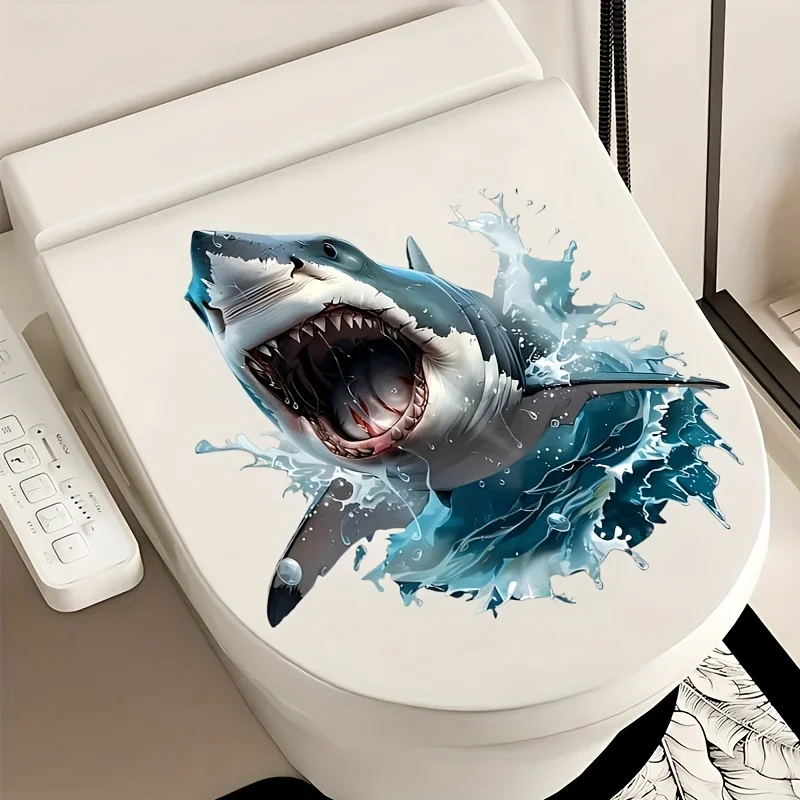 Vibrant Shark Wall Sticker Bathroom Toilet Decor Living Room Cabinet Refrigerator Home Decoration Decals Stickers S504