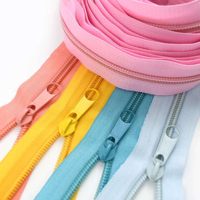 5M Meetee 3# 5# Nylon Zippers+Zip Slider Puller Rainbow Zipper By Meters Closures Zips Tape Repair Cursors Sewing Accessories