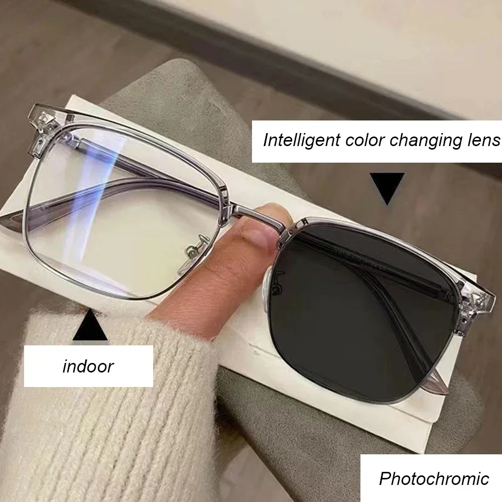 Anti Blue Light Glasses Photochromic Half Frame Eyepiece Computer Goggles Men's